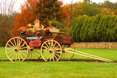 Decorated Wagon for Fall Season clipart