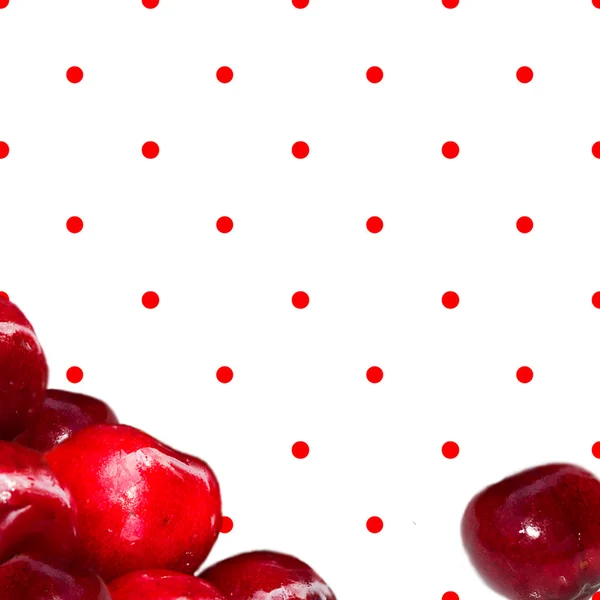 Illustration - Cherries on Red Polka Dots — Stock Photo, Image
