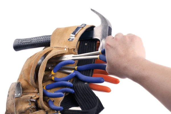Carpentry tools on belt — Stock Photo, Image