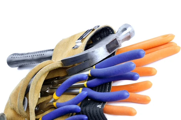 Primer plano del cinturón de herramientas con herramientas de mano — Foto de Stock