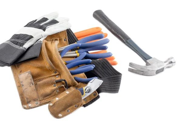 Tool belt with hand gloves — Stock Photo, Image