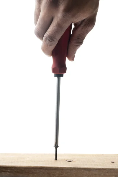 Woodscrew and screwdriver — Stock Photo, Image