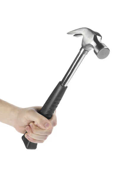 Mano humana sosteniendo un martillo — Foto de Stock