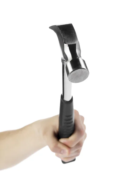 Menselijke hand holing een klauw hamer — Stockfoto