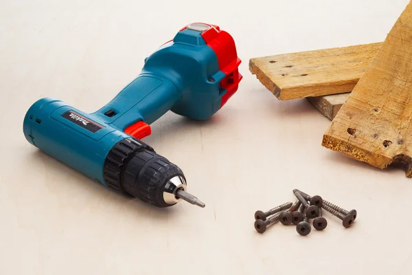 Powerdrill on table — Stock Photo, Image