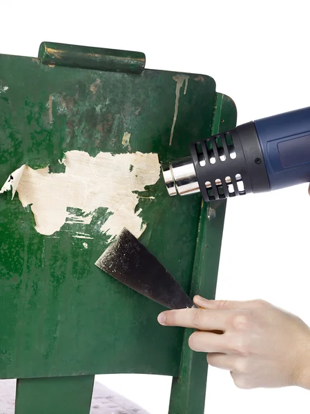Removing paint using blowtorch and chisel — Stock Photo, Image