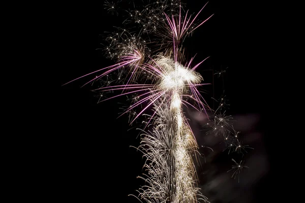 Fuochi d'artificio rosa e gialli — Foto Stock