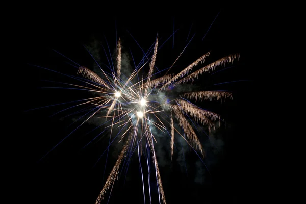 stock image Yellow to blue fireworks