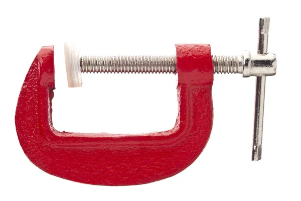 Red metal clamp — Stock Photo, Image