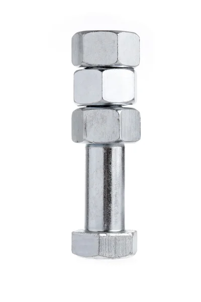 Three nuts on a bolt — Stock Photo, Image