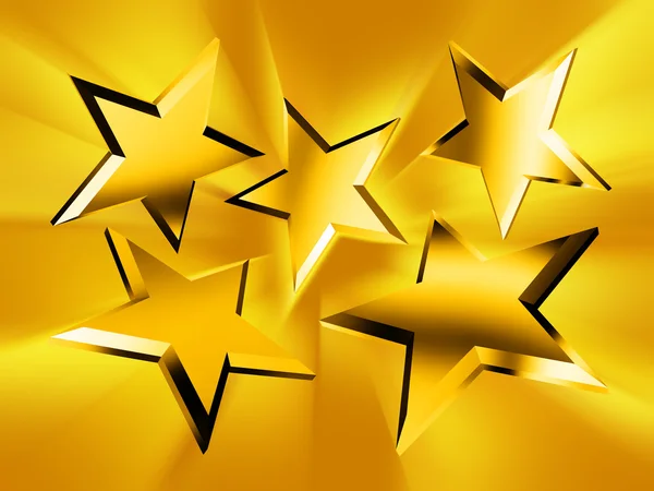 Gold stars in the rays — Stock Photo, Image