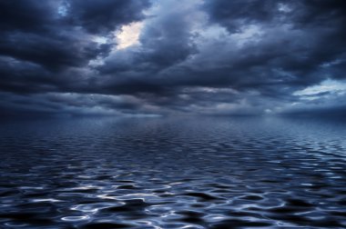 Blue water surface in a storm clipart