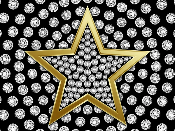Estrella de oro con diamantes —  Fotos de Stock