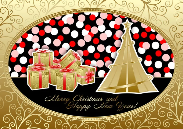 Κάρτα διακοπών, καλά Χριστούγεννα και Ευτυχισμένο το νέο έτος — Διανυσματικό Αρχείο