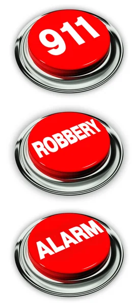 Robbery, alarm and 911 button — Stock Photo, Image