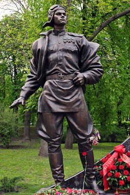 Monument to Ivan Kozhedub, Ukrainian military pilot clipart