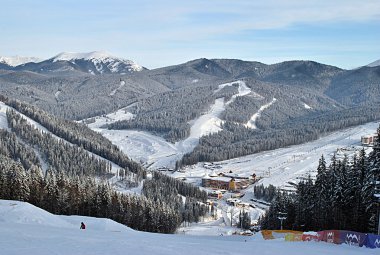 Ski resort Bukovel in Ukrainian Carpathians clipart