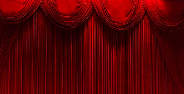 赤いベルベットの段階演劇カーテン ストック画像