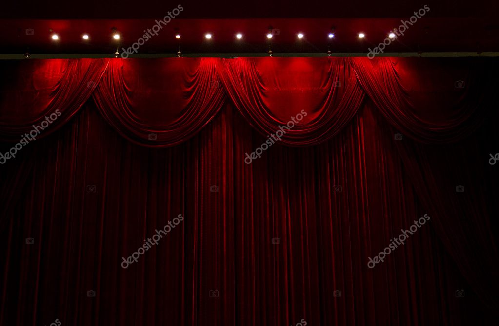 Red Velvet Stage Theater Curtains Stock, Velvet Theater Curtains