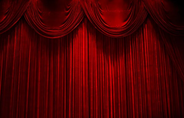 Red velvet stage theater curtains — Stock Photo, Image