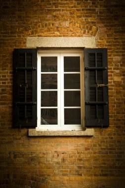 Red brick wall and window clipart