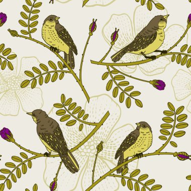 Seamless pattern with birds clipart