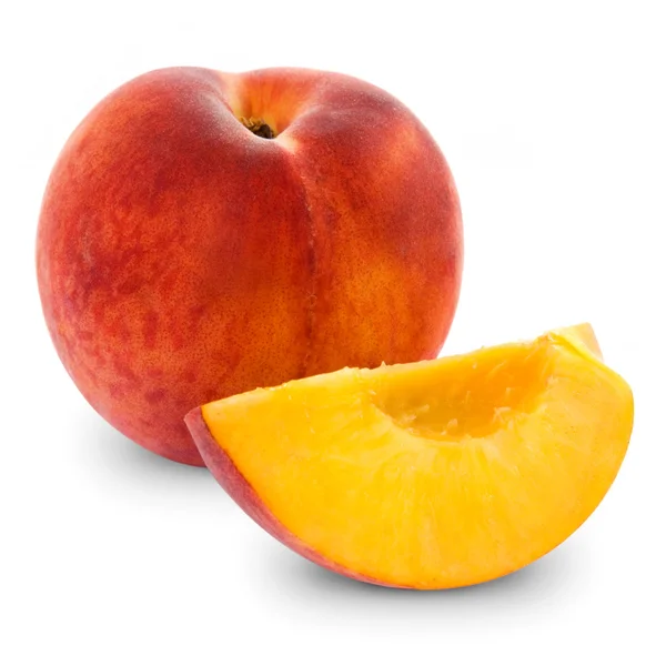 Frutas frescas de melocotón y la mitad —  Fotos de Stock