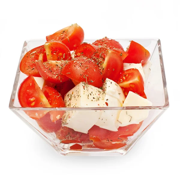 Roma pomidor sałatka z sera feta i czosnek — Zdjęcie stockowe