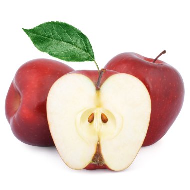 Two ripe red apples clipart