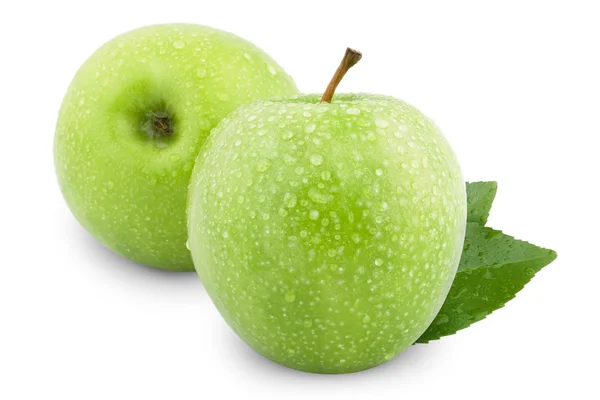 Manzanas verdes húmedas — Foto de Stock