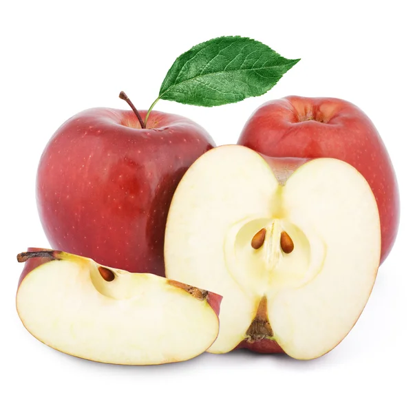 Dwie dojrzałe czerwone jabłka — Zdjęcie stockowe