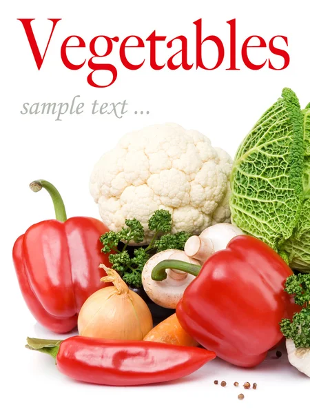 Ham taze organik sebze çeşitli ile kompozisyon — Stok fotoğraf