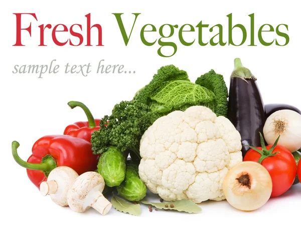 Samenstelling met verscheidenheid van rauwe verse biologische groenten — Stockfoto