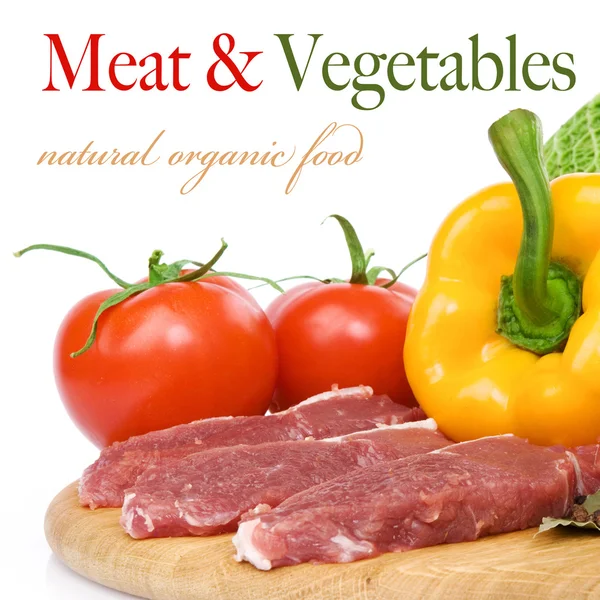 Fresh raw meat and vegetables — Stock Photo, Image