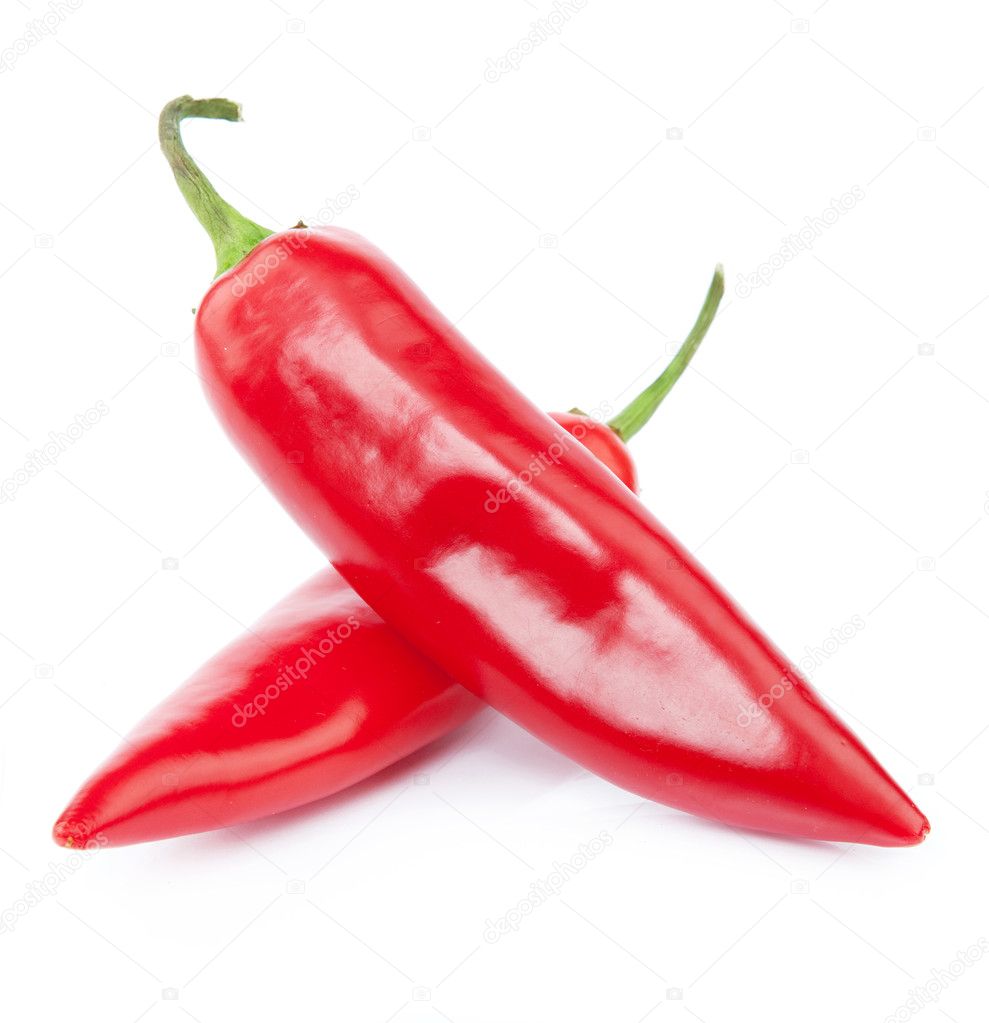 Two red hot chili pepper