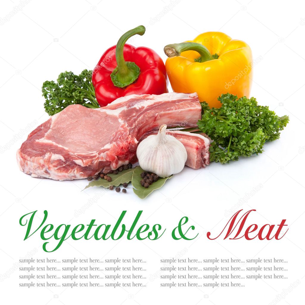 Fresh raw meat and vegetables