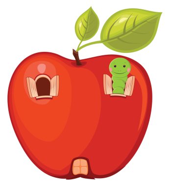 Apple worm vector illustration clipart