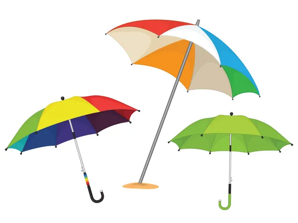 Conjunto de guarda-chuvas ilustração vetorial — Vetor de Stock
