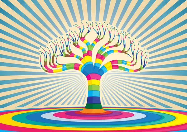Desenho vetorial de árvore colorida —  Vetores de Stock