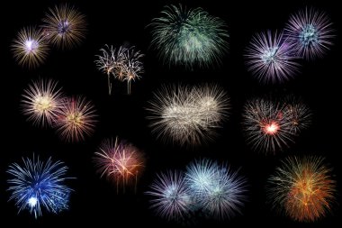 Fireworks explosions elements clipart