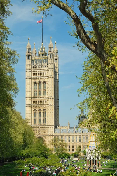Victoria Tower, Parlamentsgebäude, London Stockbild