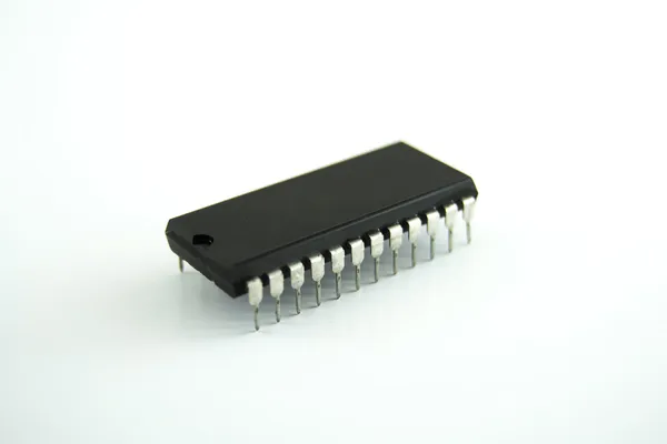 Mikrochip isolerad på vit Stockfoto