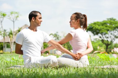 Meditating together clipart