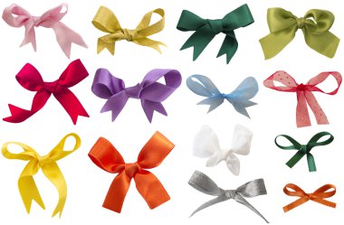 Collection of colorful bows isolated clipart