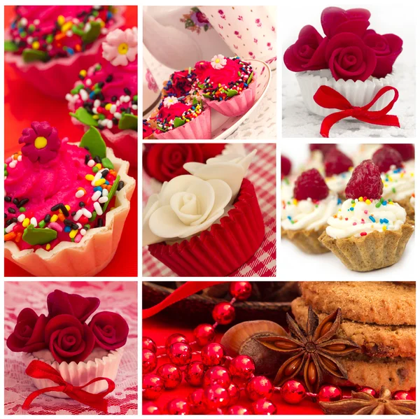 Collage av cupcakes — Stockfoto
