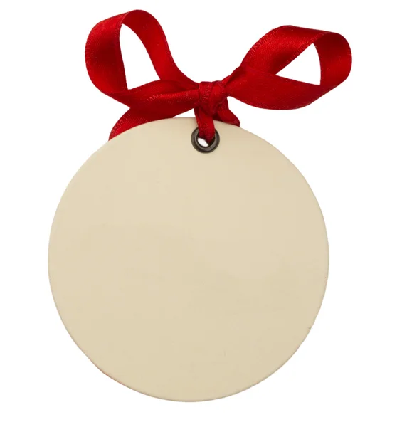 Blank label with red bow — Stock Photo, Image