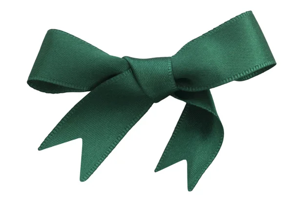 孤立在白色背景上的绿色缎布弓 — 图库照片