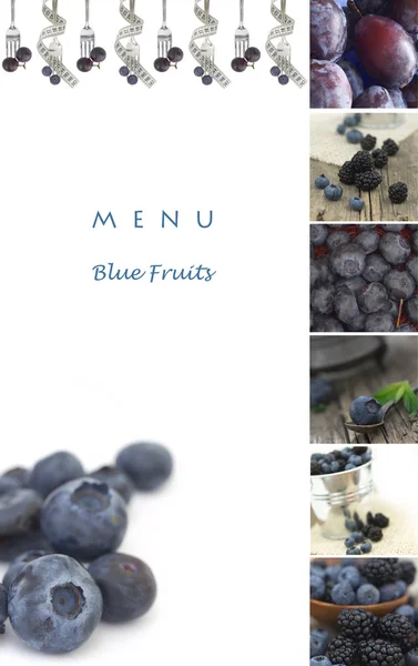 Menu de frutas azuis — Fotografia de Stock