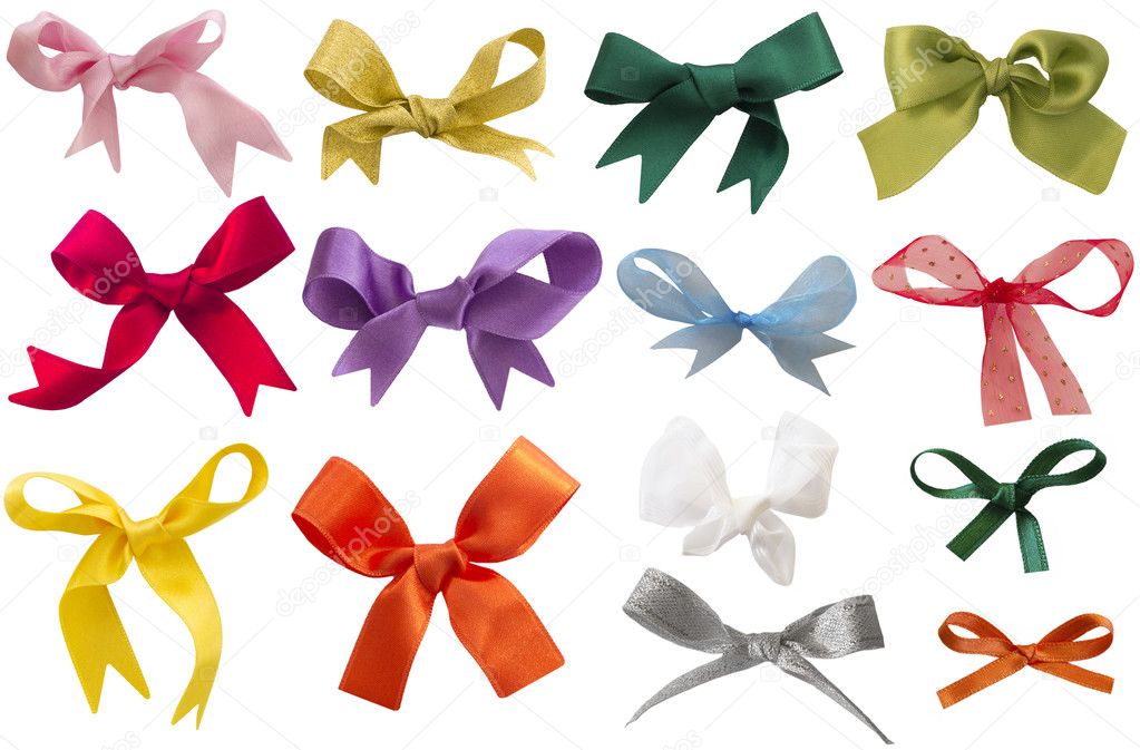 Collection of colorful bows isolated