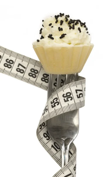 Dieet cupcake op de vork — Stockfoto